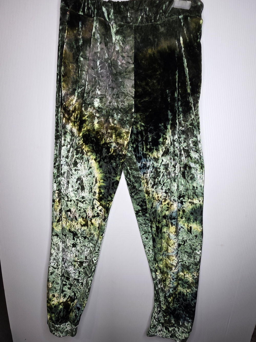 GOODTIME USA Vintage Moss Green Crushed Velvet Tie Dye Joggers Size XL
